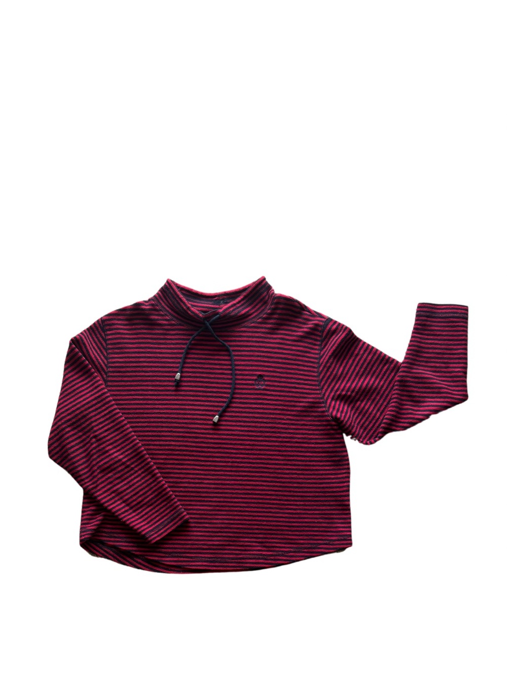 Liz & Co Red Blue Striped Cropped Cotton Sweater | Size M